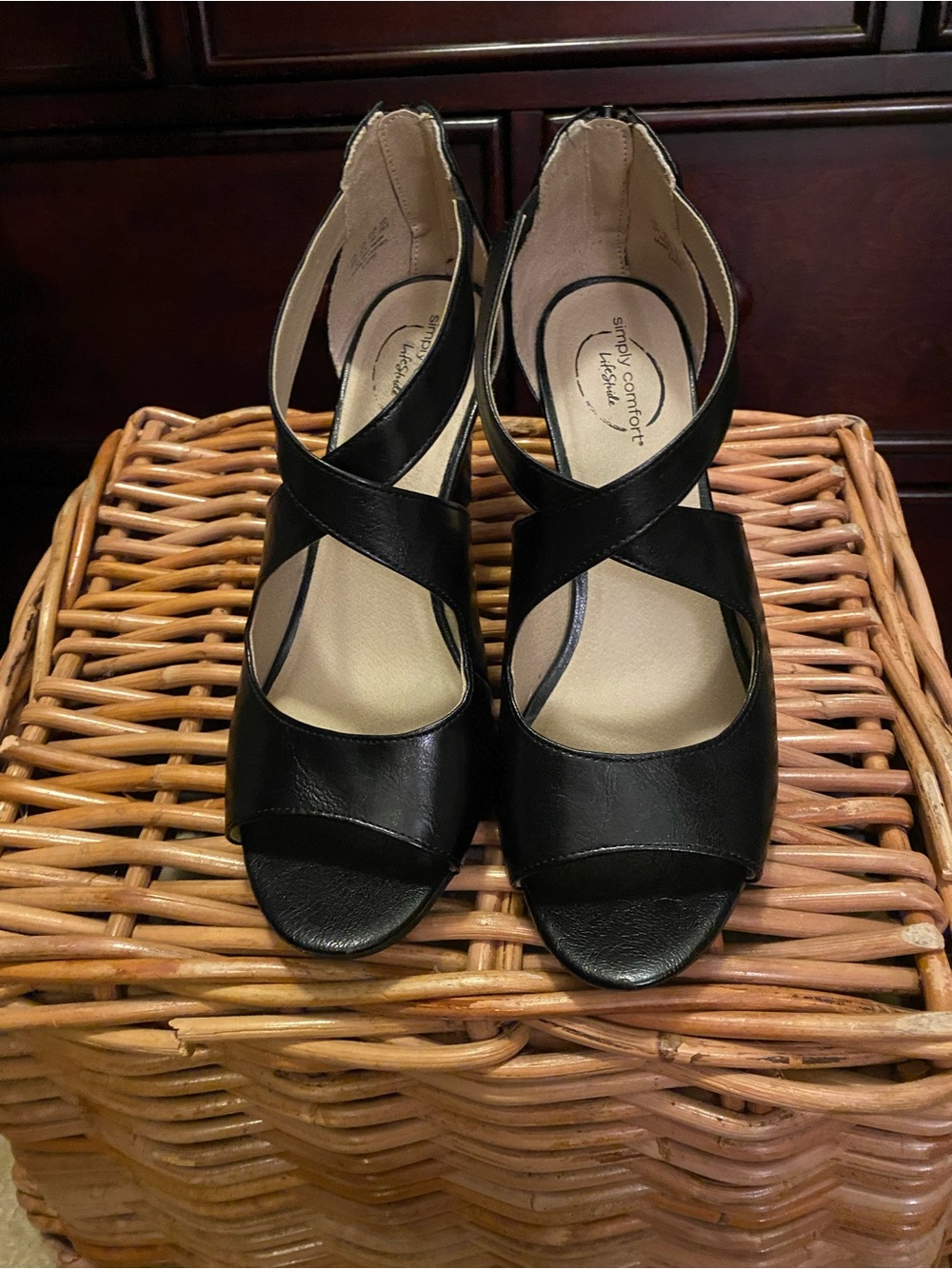 Black Crisscross Open-Toe Heels